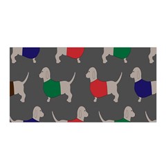 Cute Dachshund Dogs Wearing Jumpers Wallpaper Pattern Background Satin Wrap 35  X 70  by Amaryn4rt