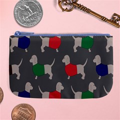 Cute Dachshund Dogs Wearing Jumpers Wallpaper Pattern Background Large Coin Purse by Amaryn4rt