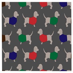 Cute Dachshund Dogs Wearing Jumpers Wallpaper Pattern Background Wooden Puzzle Square by Amaryn4rt