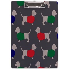 Cute Dachshund Dogs Wearing Jumpers Wallpaper Pattern Background A4 Acrylic Clipboard by Amaryn4rt