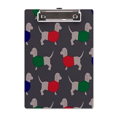 Cute Dachshund Dogs Wearing Jumpers Wallpaper Pattern Background A5 Acrylic Clipboard by Amaryn4rt