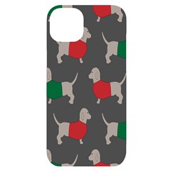 Cute Dachshund Dogs Wearing Jumpers Wallpaper Pattern Background Iphone 14 Plus Black Uv Print Case by Amaryn4rt