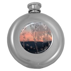 Hardest-frost-winter-cold-frozen Round Hip Flask (5 Oz) by Amaryn4rt