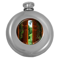 Beautiful World Entry Door Fantasy Round Hip Flask (5 Oz) by Amaryn4rt