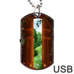 Beautiful World Entry Door Fantasy Dog Tag Usb Flash (one Side) by Amaryn4rt