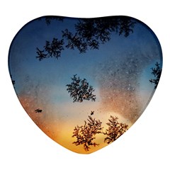 Hardest-frost-winter-cold-frozen Heart Glass Fridge Magnet (4 Pack) by Amaryn4rt