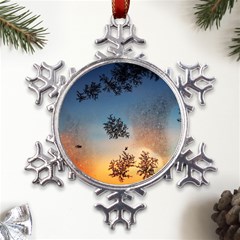 Hardest-frost-winter-cold-frozen Metal Large Snowflake Ornament by Amaryn4rt