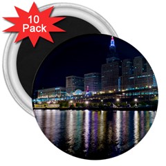 Cleveland Building City By Night 3  Magnets (10 Pack)  by Amaryn4rt