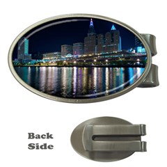 Cleveland Building City By Night Money Clips (oval)  by Amaryn4rt