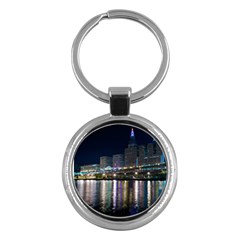 Cleveland Building City By Night Key Chain (round) by Amaryn4rt