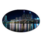 Cleveland Building City By Night Oval Magnet Front