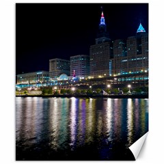 Cleveland Building City By Night Canvas 8  X 10  by Amaryn4rt