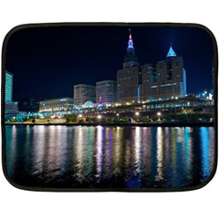 Cleveland Building City By Night Fleece Blanket (mini) by Amaryn4rt