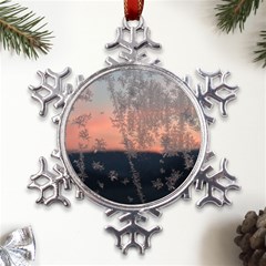 Hardest-frost-winter-cold-frozen Metal Large Snowflake Ornament by Amaryn4rt