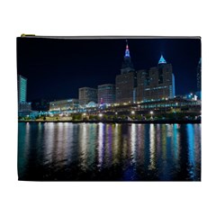 Cleveland Building City By Night Cosmetic Bag (xl) by Amaryn4rt