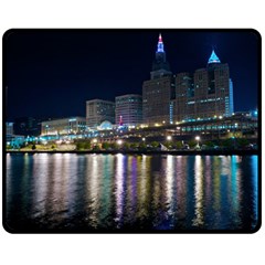 Cleveland Building City By Night Fleece Blanket (medium) by Amaryn4rt