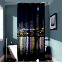 Cleveland Building City By Night Shower Curtain 36  X 72  (stall)  by Amaryn4rt