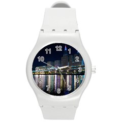 Cleveland Building City By Night Round Plastic Sport Watch (m) by Amaryn4rt