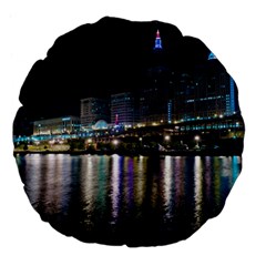 Cleveland Building City By Night Large 18  Premium Flano Round Cushions by Amaryn4rt