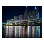 Cleveland Building City By Night Two Sides Premium Plush Fleece Blanket (Large) 80 x60  Blanket Front