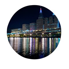 Cleveland Building City By Night Mini Round Pill Box by Amaryn4rt