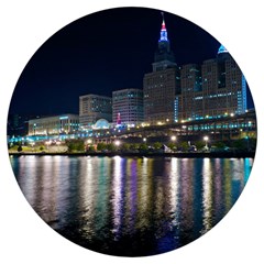 Cleveland Building City By Night Round Trivet by Amaryn4rt