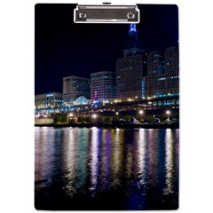 Cleveland Building City By Night A4 Acrylic Clipboard by Amaryn4rt