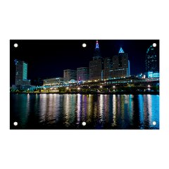 Cleveland Building City By Night Banner And Sign 5  X 3  by Amaryn4rt