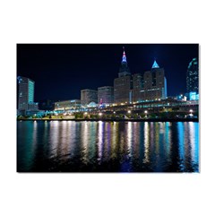 Cleveland Building City By Night Crystal Sticker (a4) by Amaryn4rt