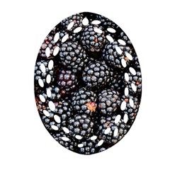 Blackberries-background-black-dark Oval Filigree Ornament (two Sides)