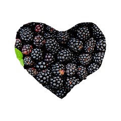 Blackberries-background-black-dark Standard 16  Premium Heart Shape Cushions by Amaryn4rt