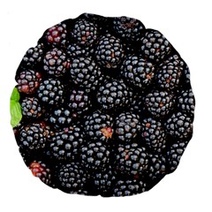 Blackberries-background-black-dark Large 18  Premium Flano Round Cushions by Amaryn4rt