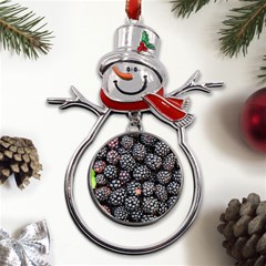 Blackberries-background-black-dark Metal Snowman Ornament by Amaryn4rt