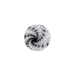 Fractal Black Spiral On White 1  Mini Buttons by Amaryn4rt