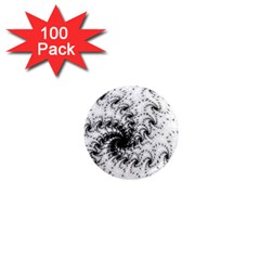 Fractal Black Spiral On White 1  Mini Magnets (100 Pack)  by Amaryn4rt