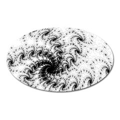 Fractal Black Spiral On White Oval Magnet by Amaryn4rt