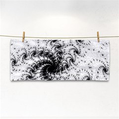 Fractal Black Spiral On White Hand Towel by Amaryn4rt