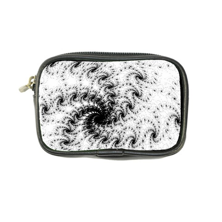 Fractal Black Spiral On White Coin Purse