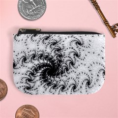 Fractal Black Spiral On White Mini Coin Purse by Amaryn4rt