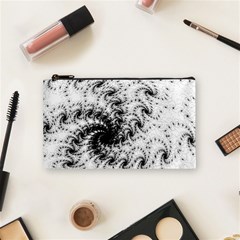 Fractal Black Spiral On White Cosmetic Bag (small) by Amaryn4rt