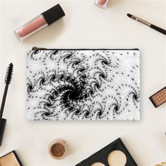 Fractal Black Spiral On White Cosmetic Bag (medium) by Amaryn4rt