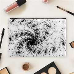 Fractal Black Spiral On White Cosmetic Bag (large) by Amaryn4rt