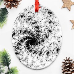 Fractal Black Spiral On White Ornament (oval Filigree) by Amaryn4rt