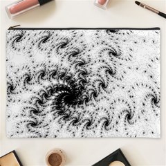 Fractal Black Spiral On White Cosmetic Bag (xxxl) by Amaryn4rt