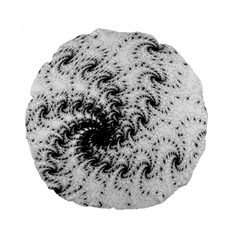 Fractal Black Spiral On White Standard 15  Premium Round Cushions by Amaryn4rt