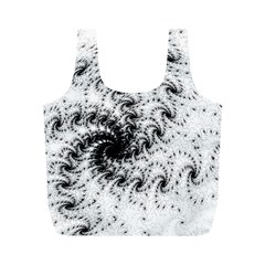 Fractal Black Spiral On White Full Print Recycle Bag (m) by Amaryn4rt