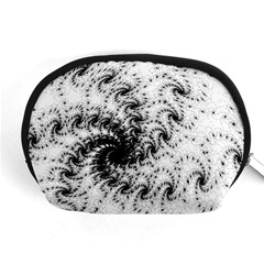 Fractal Black Spiral On White Accessory Pouch (medium) by Amaryn4rt