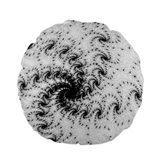 Fractal Black Spiral On White Standard 15  Premium Flano Round Cushions by Amaryn4rt