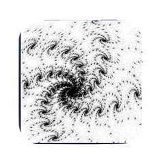 Fractal Black Spiral On White Square Metal Box (black)