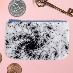 Fractal Black Spiral On White Large Coin Purse by Amaryn4rt